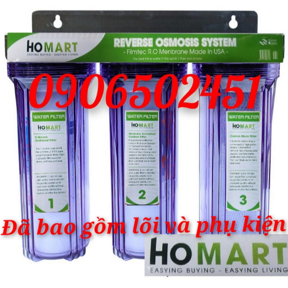 Bộ lọc nước sinh hoạt gia đình , bộ lọc thô đầu nguồn ( nấu ăn, tắm rửa, giặt giũ...) 3 cấp ly 10 inch