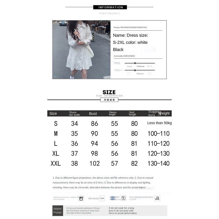 Đầm sơ mi trắng tay dài dáng chữ A thiết kế thời trang theo phong cách Hàn Quốc