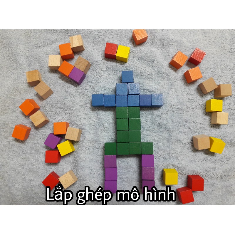100 Khối gỗ lập phương 2.5cm - cube 2.5cm