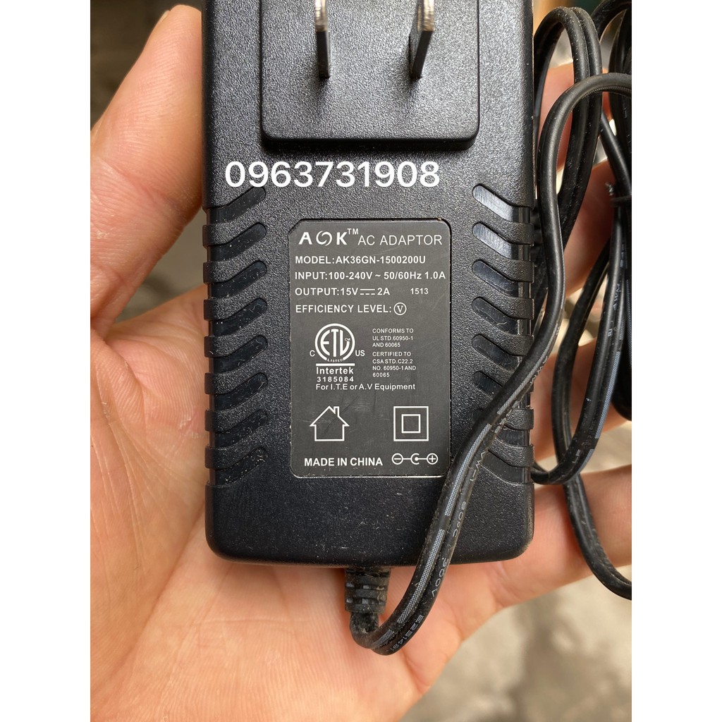 Adapter sạc loa kéo DC 15V-2A