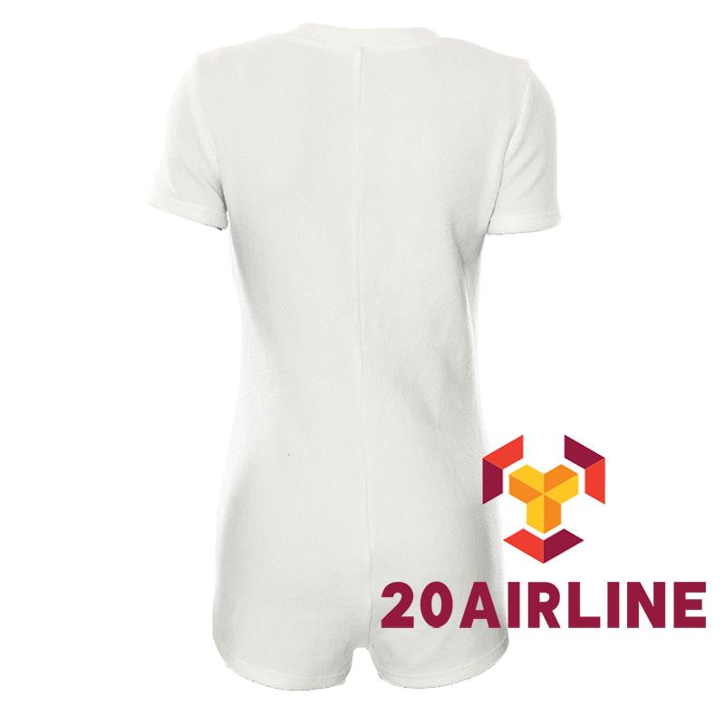 Bộ áo liền quần tay ngắn cổ chữ V cài nút màu trơn bằng vải bông thời trang cho nữ | BigBuy360 - bigbuy360.vn