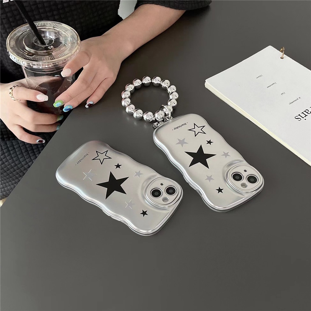 Ốp Điện Thoại Màu Trơn Mạ Điện Họa Tiết Gợn Sóng Cho iPhone 14 Pro Max 13 Pro Max 12 Pro Max 11