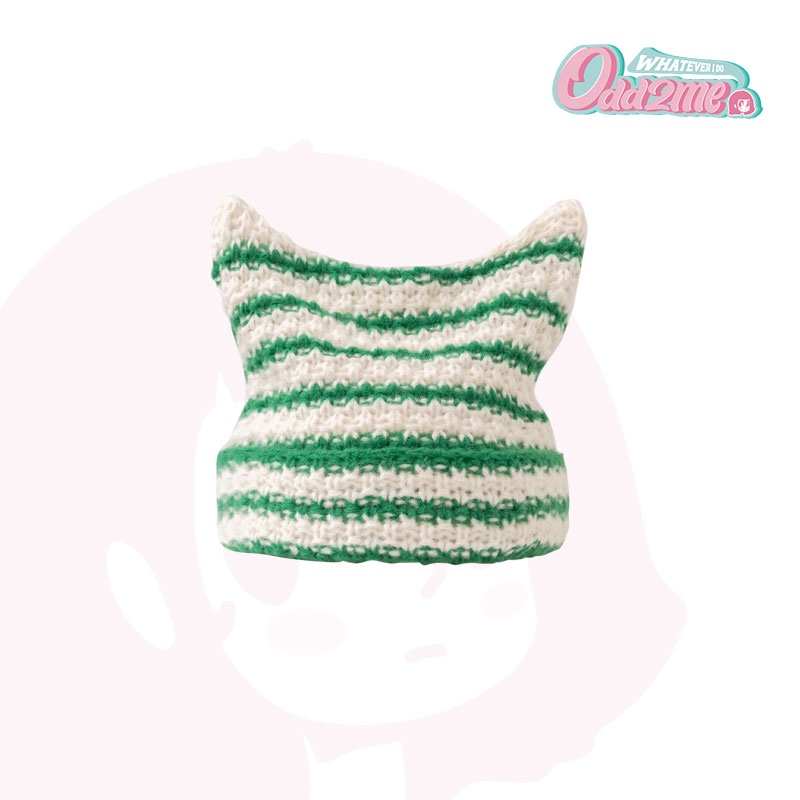 Mũ Len Dệt Kim Đính Tai Mèo Dễ Thương Phong Cách Hàn Quốc Thời Trang Thu Đông