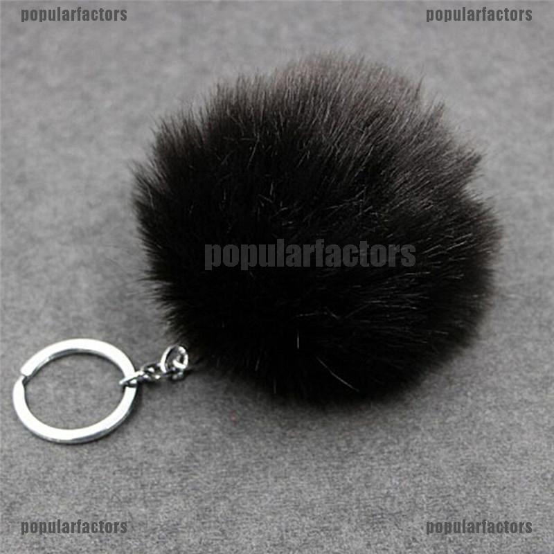 Móc khóa kim loại thiết kế hình quả bóng lông thỏ độc đáo