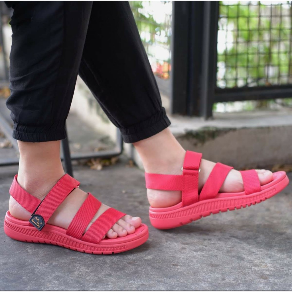 Giày sandal nam nữ FACOTA đỏ quai dù, đi học [Freeship]