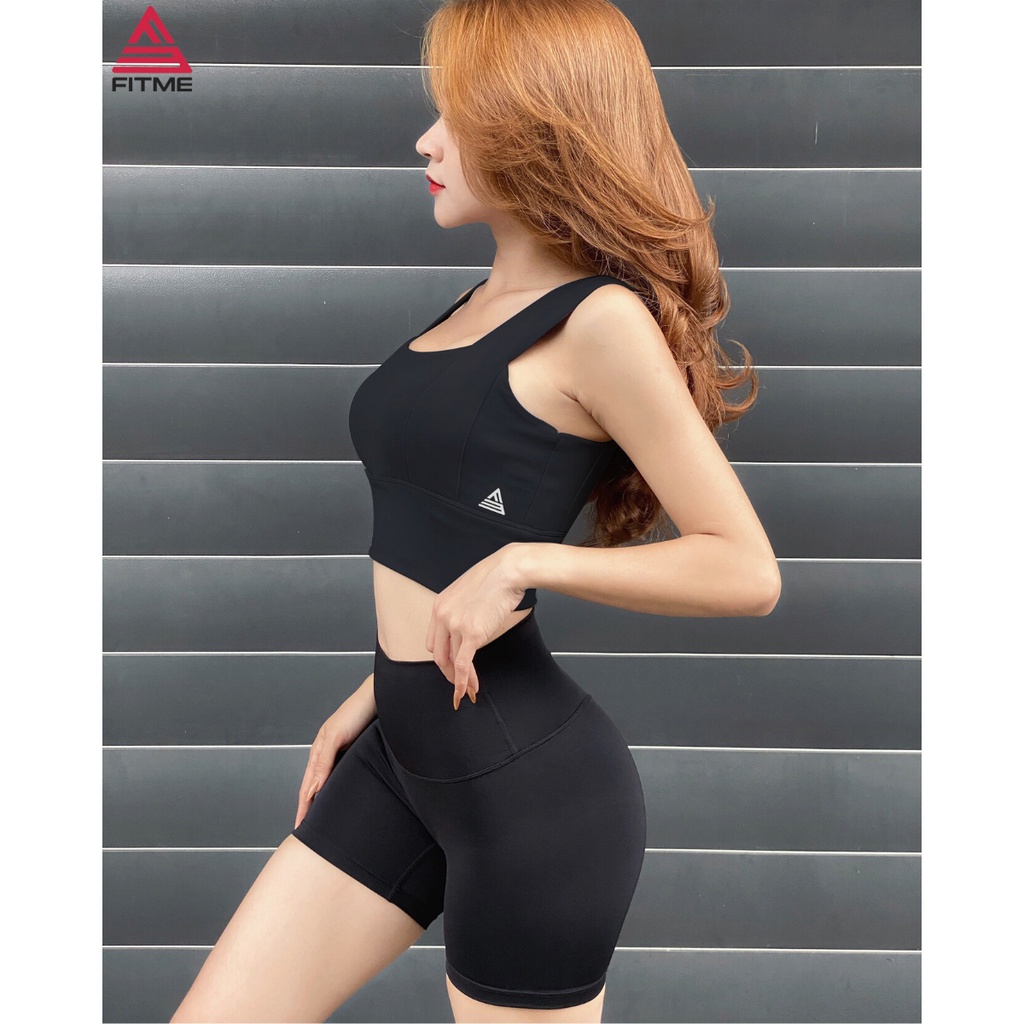 Bộ thể thao nữ Fitme áo bra tập gym Delta, quần legging đùi đen co giãn 4 chiều năng động thấm hút tốt