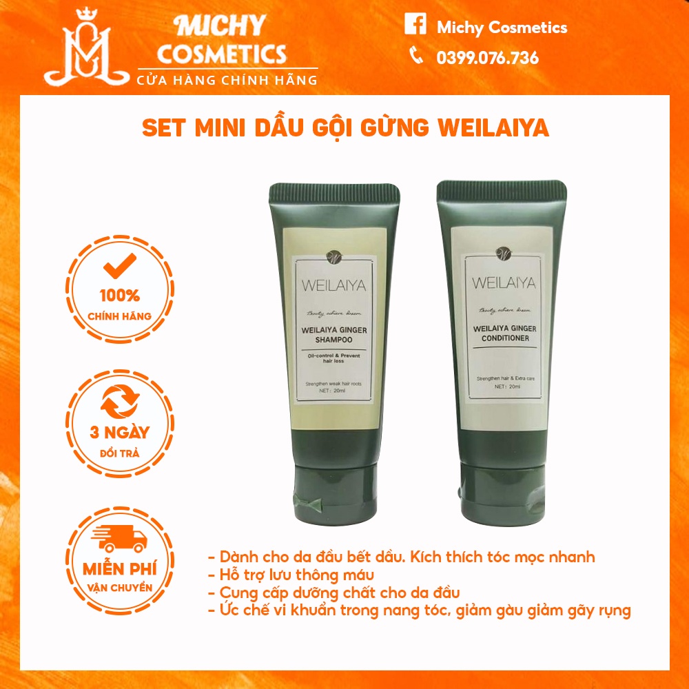 Set mini dầu gội gừng WEILAIYA