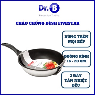 Chảo từ chống dính FIVESTAR cao cấp 16cm, 20cm inox 3 đáy dùng bếp từ GiadungDrB
