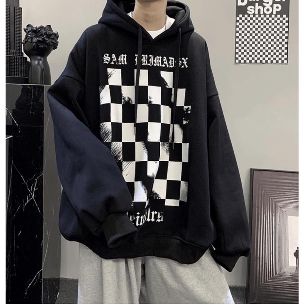 Áo hoodie nỉ bông siêu dày in hình họa tiết CARO phong cách hàn xẻng nam nữ mặc cực chất