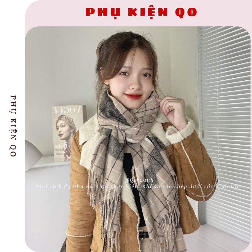 Khăn quàng cổ Cashmere kẻ phong cách Vintage K15