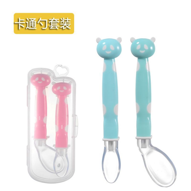 Hộp 2 thìa silicon tập ăn bột ăn cháo cho bé