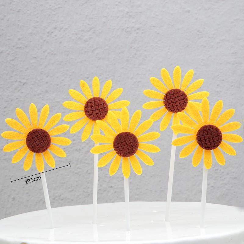 phụ kiện trang trí bánh [FREESHIP] set 5 que cắm xốp hoa hướng dương
