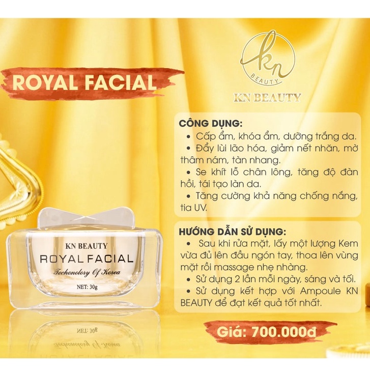 <Nhận quà ngay> Bộ 2 sản phẩm nâng cơ trẻ hóa da Royal KN Beauty: Tinh chất dưỡng 30ml + Kem Dưỡng 30gr