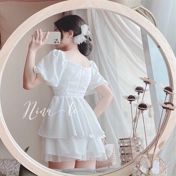 Sét bộ đùi dáng xinh họa tiết màu trắng tinh khôi dễ thương