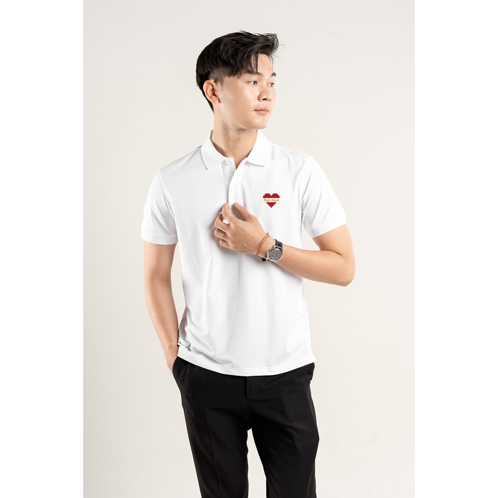 Áo POLO nam nữ RUBIK HEART THÊU TÊN basic đẹp vải cá sấu COTTON mềm mịn co giãn 4 chiều, chống nhăn, thoáng mát - LILA
