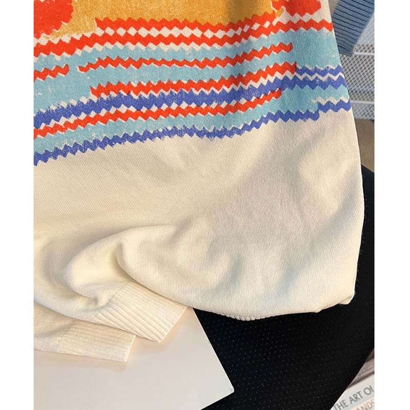 Áo Sweater Tay Ngắn Dáng Rộng Thời Trang Mùa Hè Hàn Quốc Màu Sắc Độc Đáo