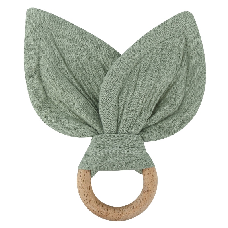 Vòng Đồ Chơi Ngậm Mọc Răng Hình Tai Thỏ Bằng Cotton Mềm Mại Thoải Mái Cho Bé