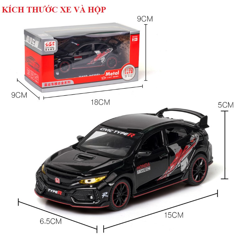 Xe mô hình ô tô civic Type R phiên bản limited Edition tỉ lệ 1:32 xe bằng kim loại xe ô tô đồ chơi trẻ em