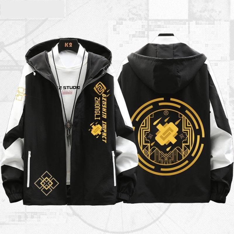 Genshin Tác Động Trò Chơi Xung Quanh Zhongli yan Wangye Áo Khoác Có Mũ Trùm Đầu Cho Học Sinh Trung Học Mùa Xuân Thu