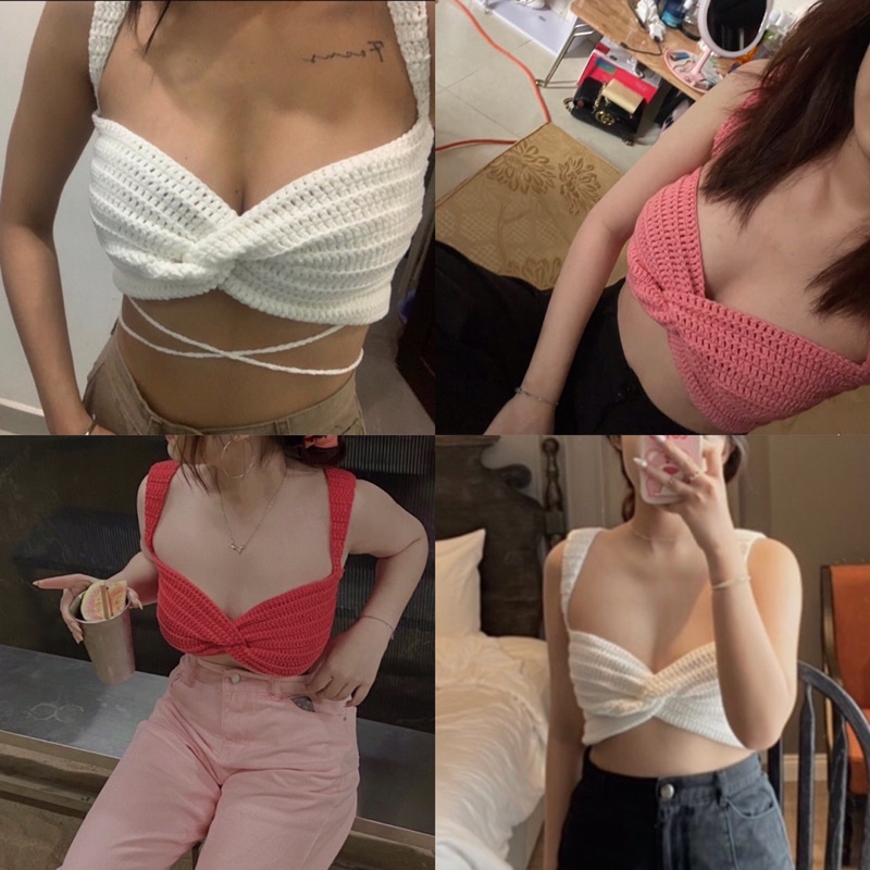 Thera Crochet-Áo croptop hoạ tiết handmade