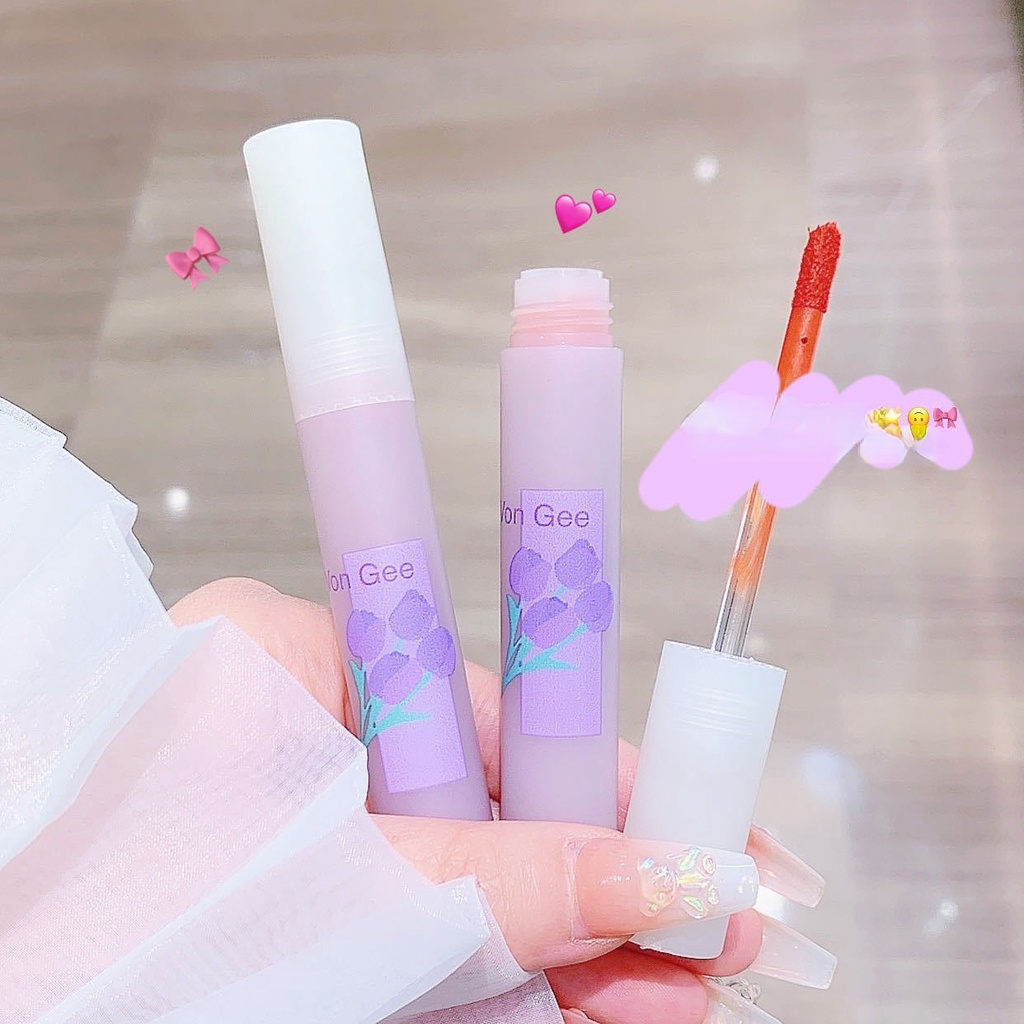 Von Gee Son Môi Chống Thấm Nước Lâu Trôi Màu Tím Hoa Tulip Nhung Mịn