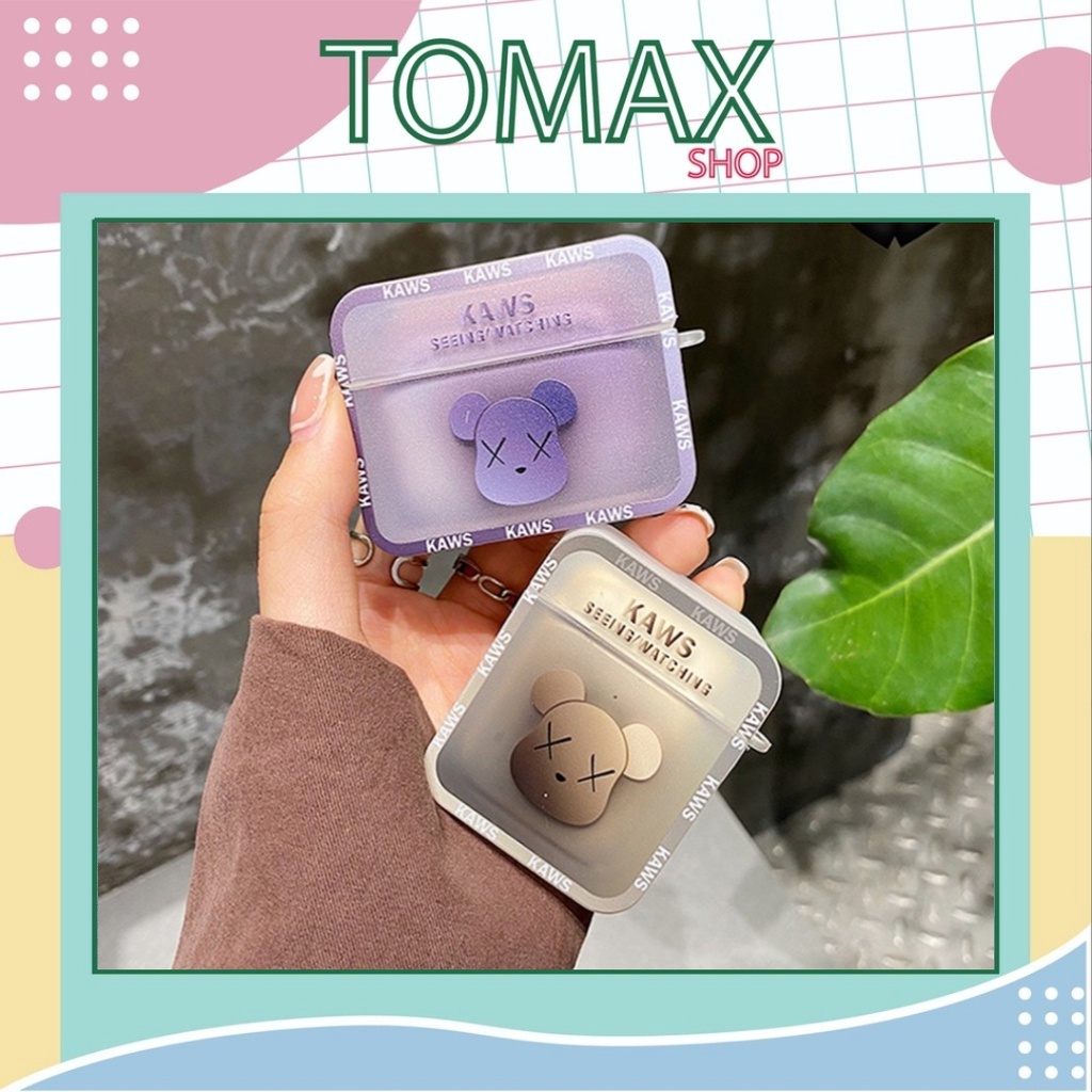 Vỏ bảo vệ hộp sạc tai nghe Bluetooth Airpods 1/2/Pro nguyên khối chống va đập Kawss thời trang - Tomax shop