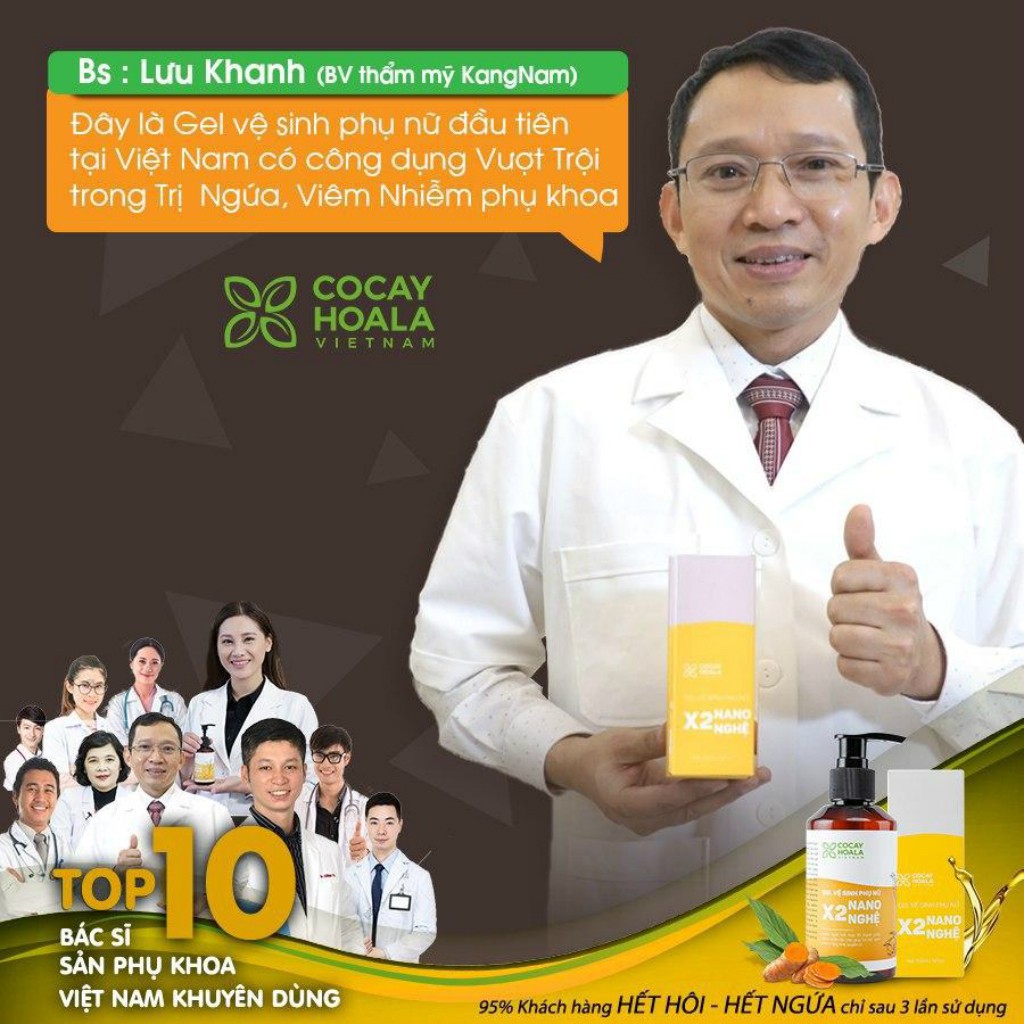 Gel Vệ Sinh Phụ Nữ Trị Viêm Ngứa X2 Nano Nghệ Cocayhoala 150ml