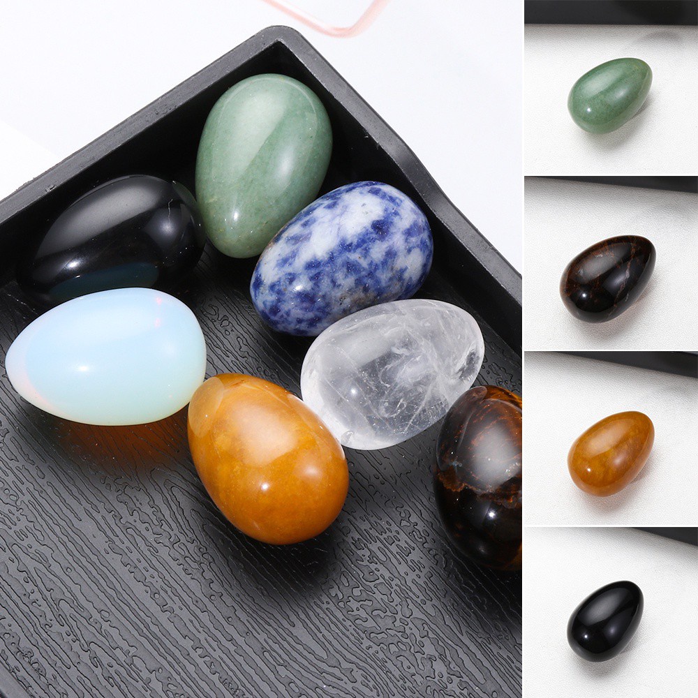 LANFY Home Statue Natural|Healing Blue Point Jade Egg Pattern Healing|for Collection Black Obsidian White|Natural Mini Ornament