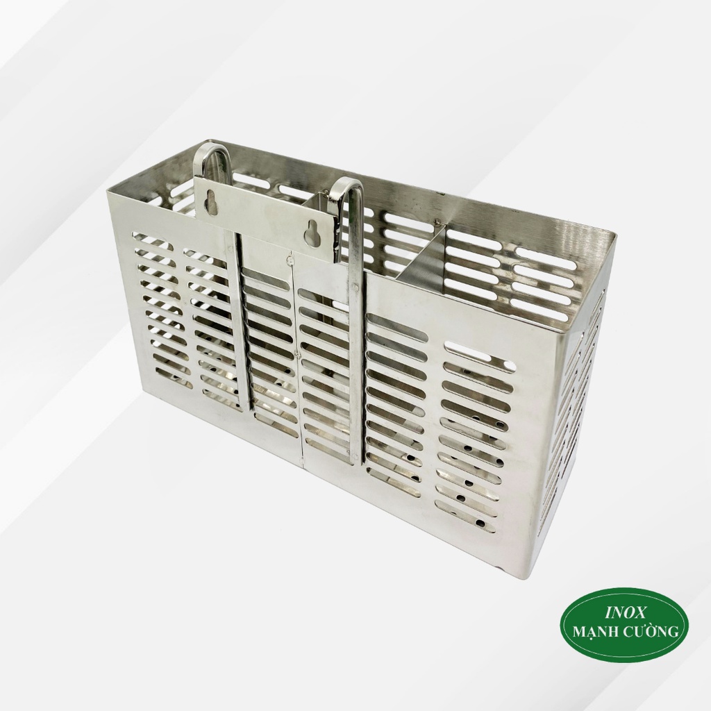 Ống đựng đũa muỗng vuông 3 ngăn inox cao cấp 304