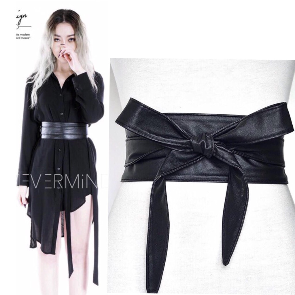 Đai Da Bản To Thần Thánh Phối Áo Sơ Mi Vest Áo Váy TL64