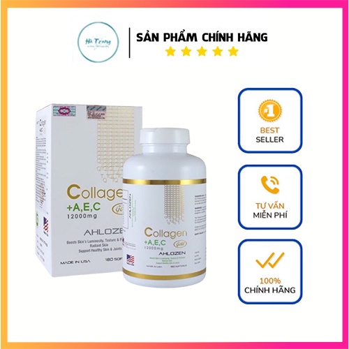 Viên uống Collagen+ A E C 12000mg Ahlozen Gold 180 viên Đẹp da, Ngừa lão hóa chính hãng