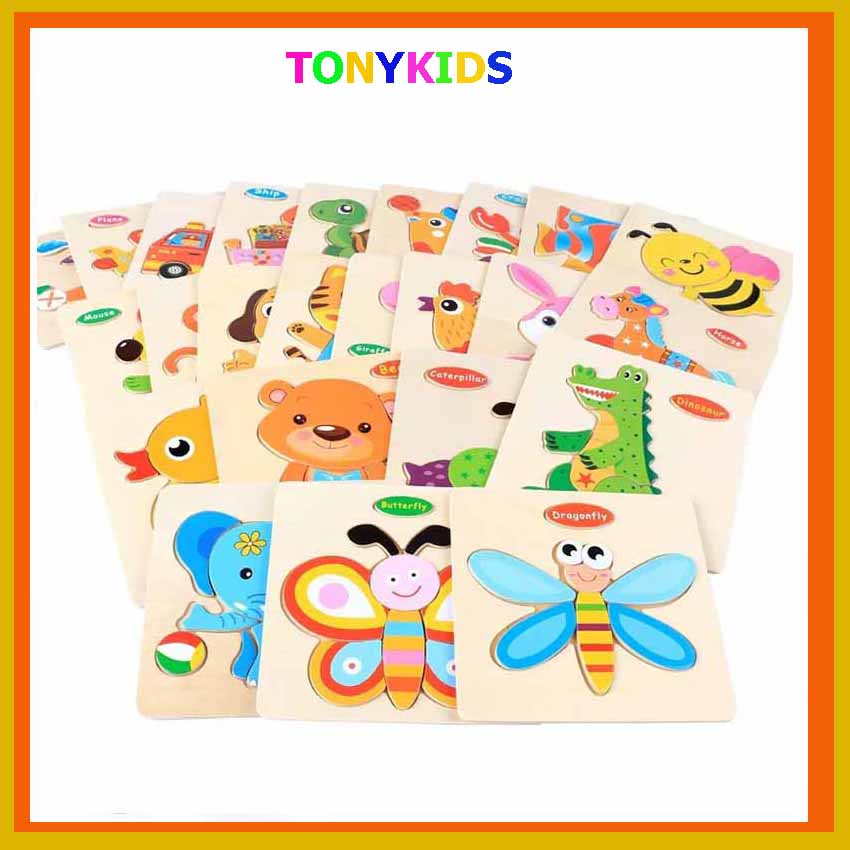 Đồ Chơi Xếp Hình, Lắp Ráp Tranh Ghép Gỗ 3D Nhiều Hình Ngộ Nghĩnh