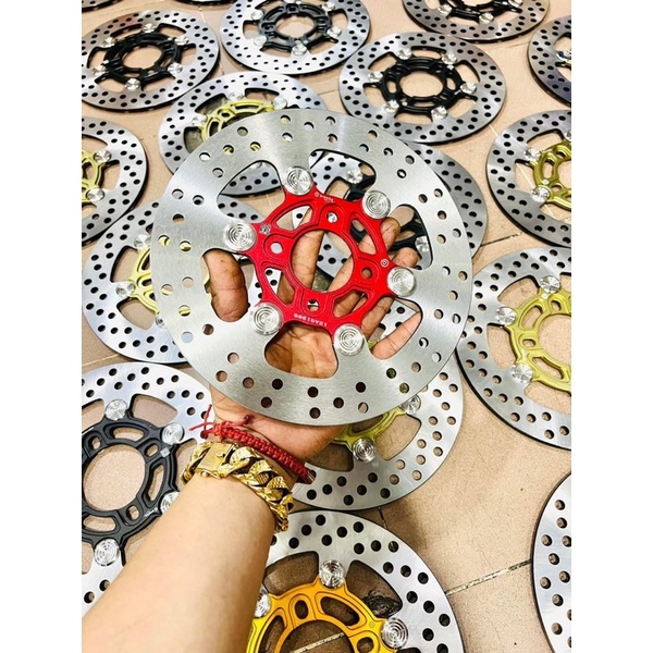 Đĩa Thắng Trước 4 lỗ size 220mm Khoen Inox 304 Không Gỉ, Lòng nhiều màu gắn thông dụng cho nhiều dòng xe