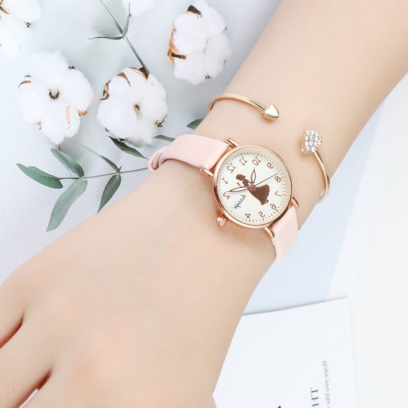 Đồng Hồ Nữ Dây Da Mặt Hoạt Hình Dễ Thương