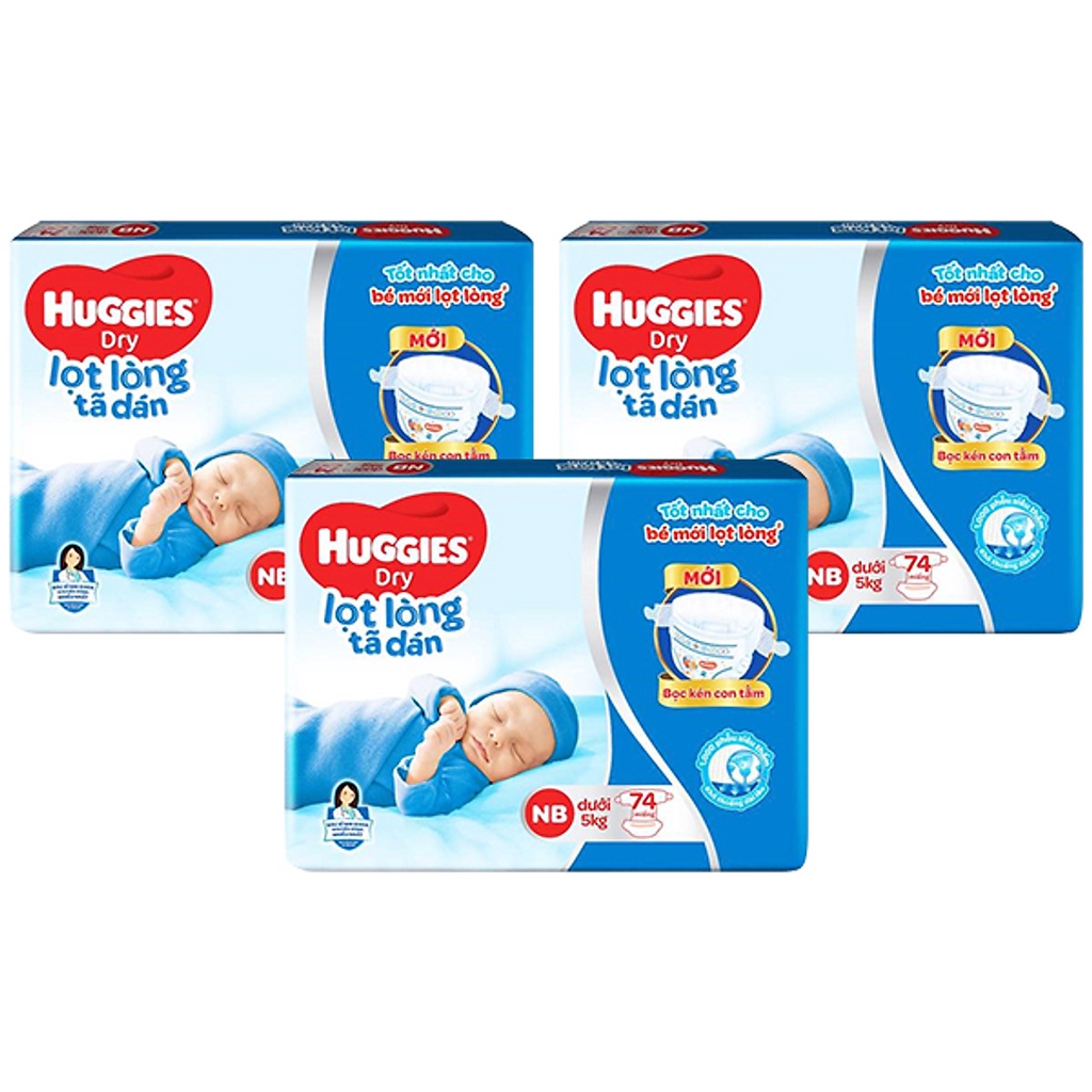 Tã dán sơ sinh Huggies 74 miếng NB74 (Cho bé dưới 5kg) cao cấp