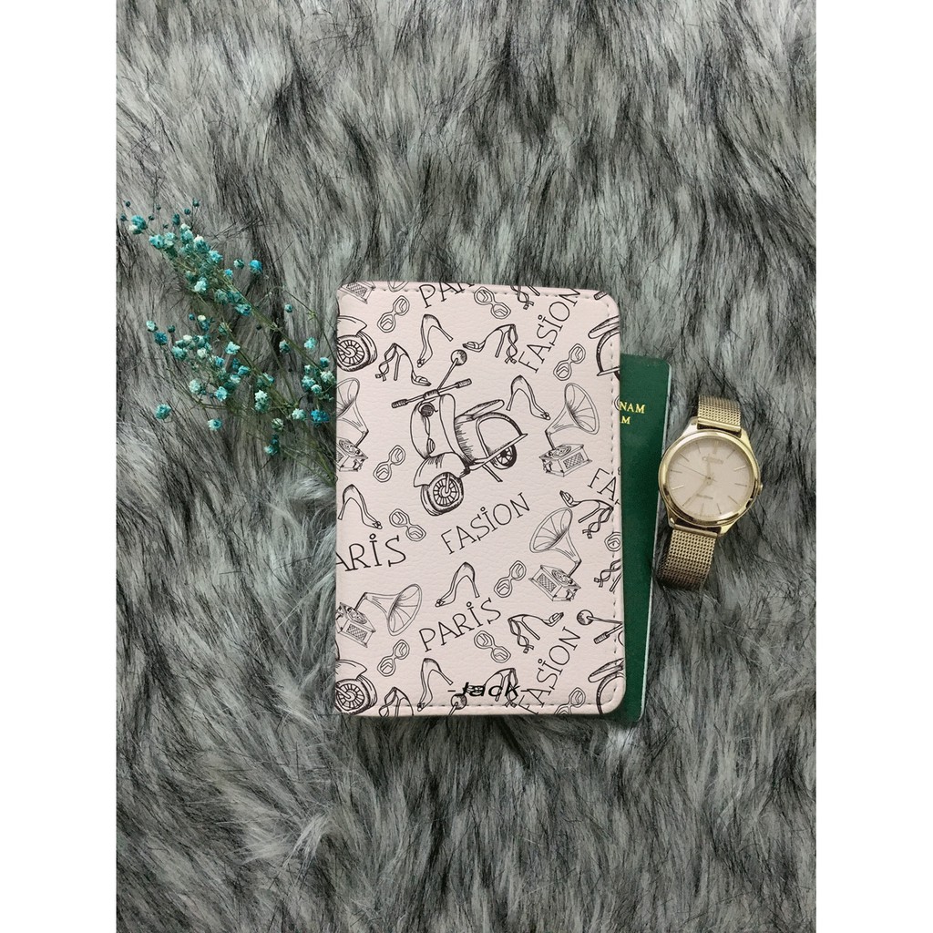 Ví bọc hộ chiếu (passport holder) hoa văn du lịch Paris cực chất