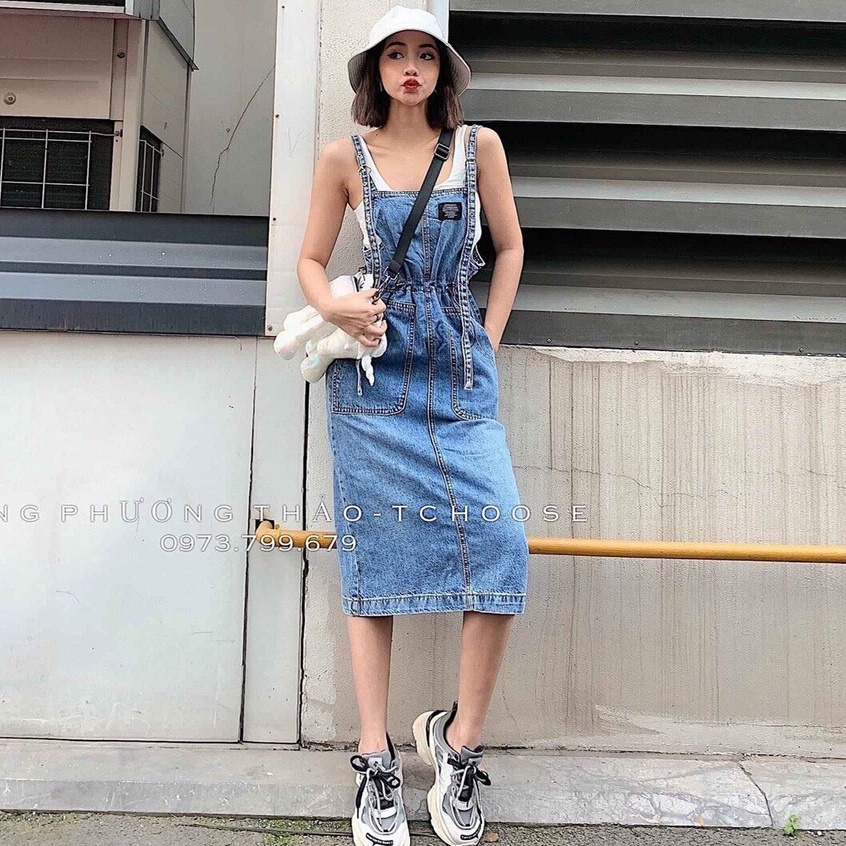 Yếm váy jean dài nữ(kèm hình thật)-yếm bò ulzzang phong cách hàn quốc cao cấp TUẤN KIỆT Store 8888 y2