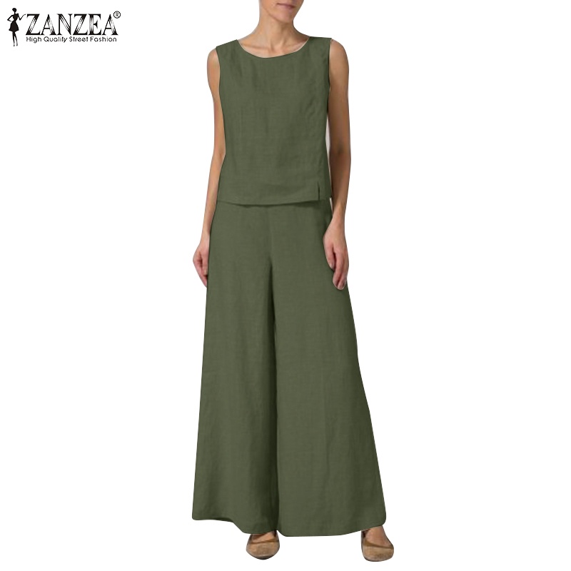 Set áo không tay + quần dài Zanzea phong cách thời trang cho nữ