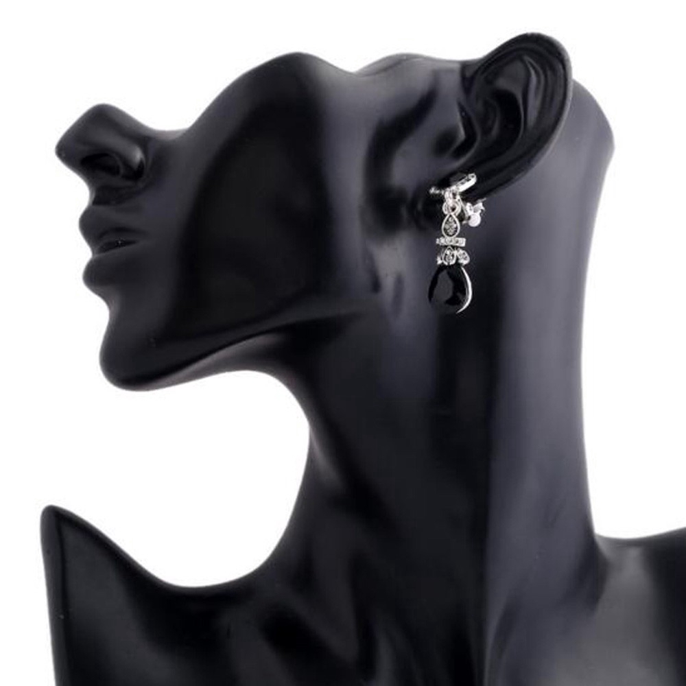 Khuyên tai kẹp hình vuông bằng nhựa Resin màu đỏ đen cổ điển phong cách Bohemian không xỏ lỗ cho nữ