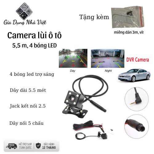 Bộ camera Hành Trình 5 chấu (PIN) HD 2.5mm Cho Xe Hơi