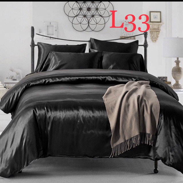 Chăn ga gối phi lụa_L33 (màu đen)