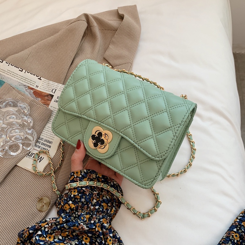 Túi Đeo Chéo Dây Xích Có Khóa Hình Thoi Thời Trang Cho Nữ