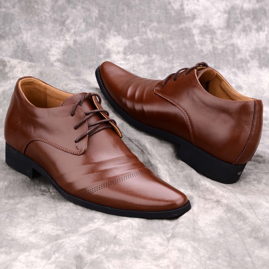 Giày công sở tăng chiều cao 7cm da bò ISHOESVN IS119_Giày nam