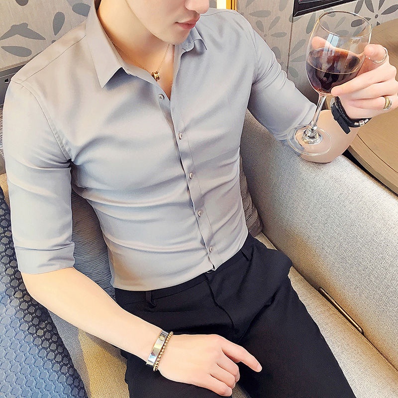 Áo sơ mi tay lửng thời trang mùa hè hàn quốc dành cho nam