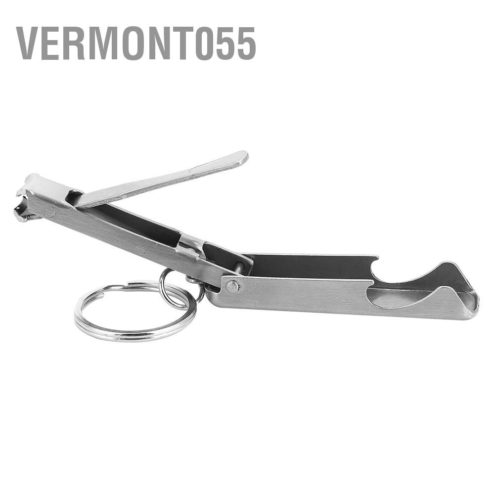 Vermont055 Outdoor Multi-function 2 in 1 Mini Tool Key Chain Ring Nail Cutter Clippers Bottle Opener