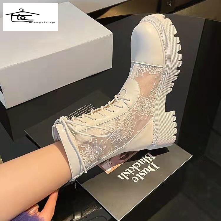 Giày Bốt Martin Dạng Lưới Rỗng Đế Dày Thoáng Khí Thời Trang Xuân Hè Kiểu Mới 2022 Cho Bạn Gái