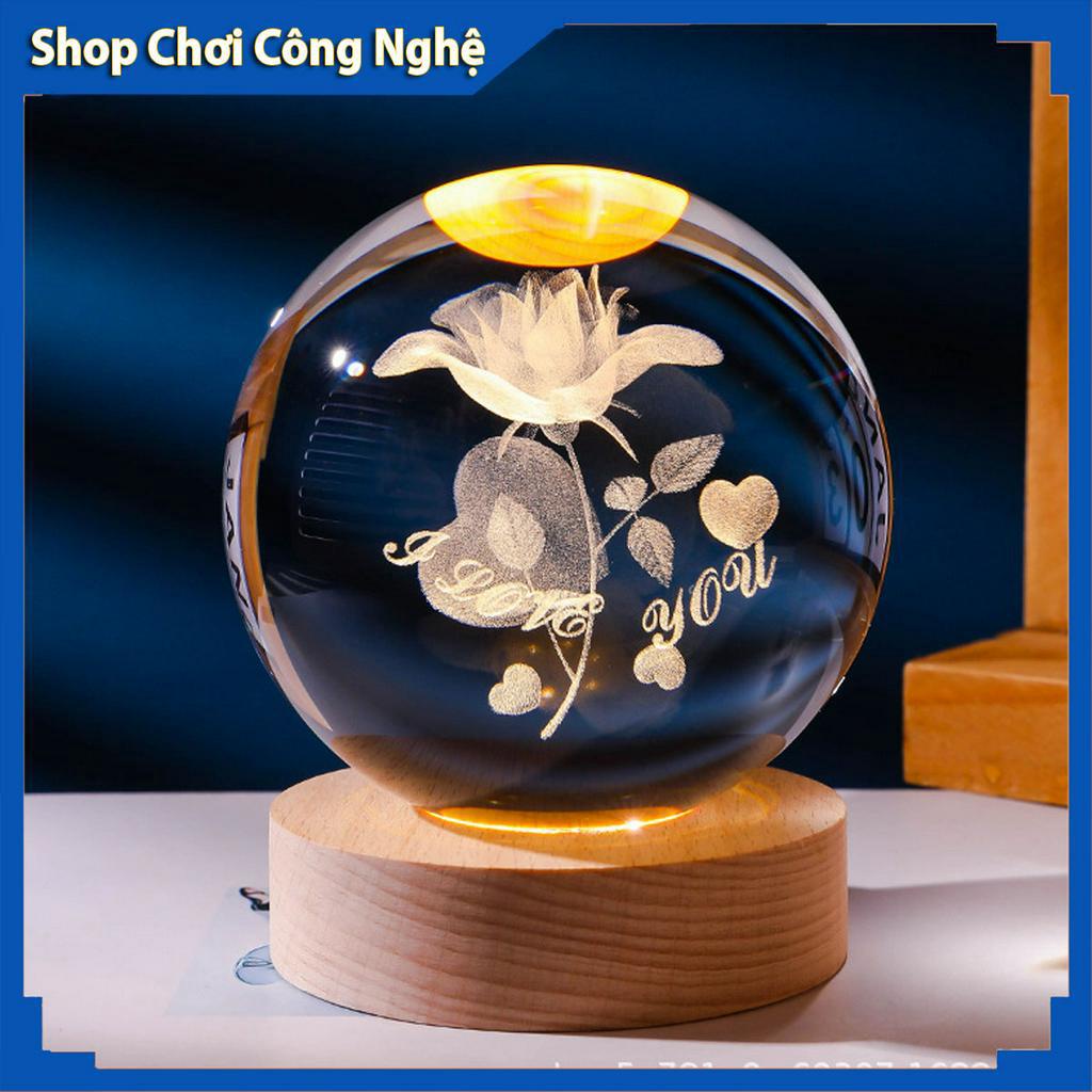Quả cầu pha lê phát sáng Tình Yêu, đèn trang trí phòng ngủ, qùa tặng đầy ý nghĩa