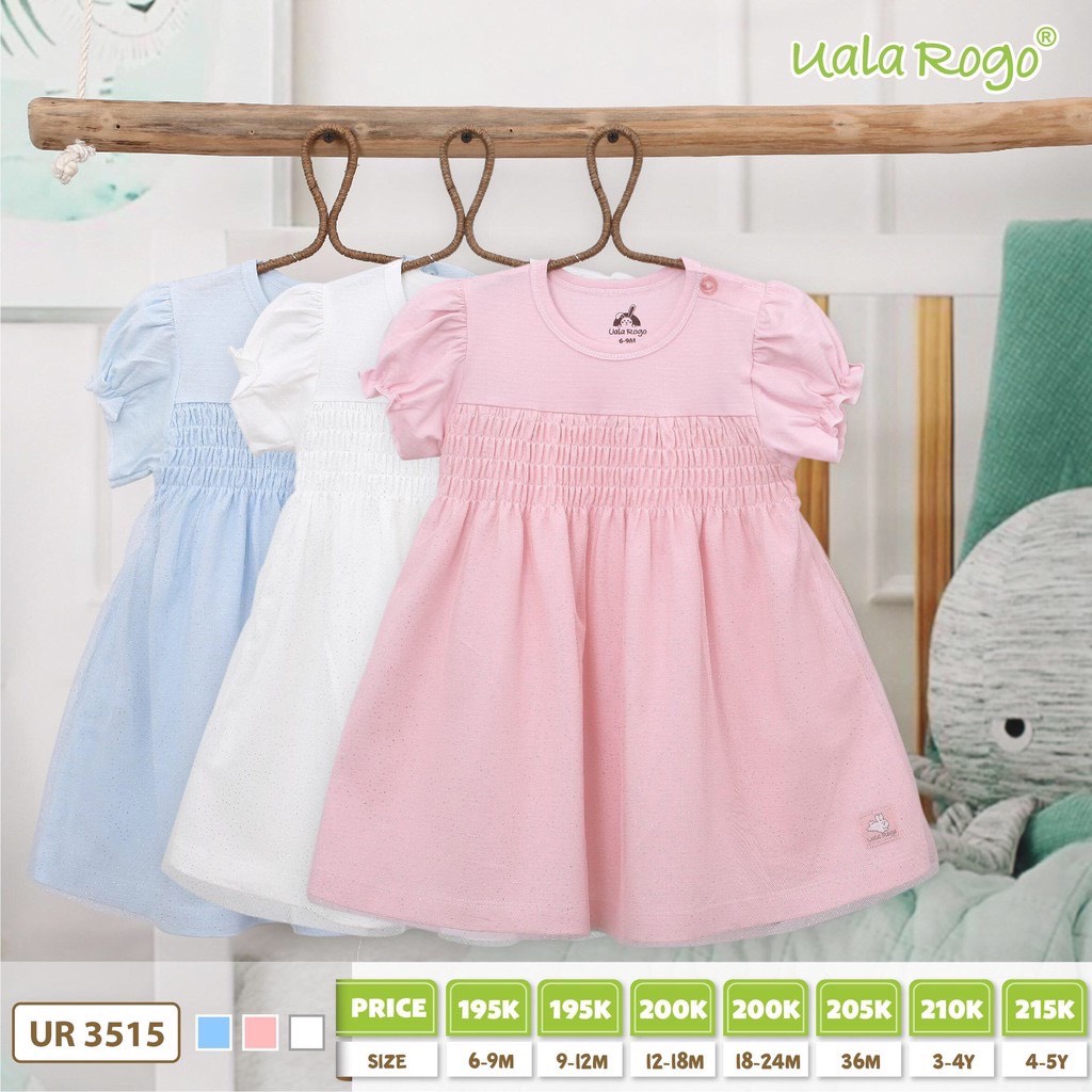 [UALA ROGO] Đầm Cộc Tay Vải Cotton