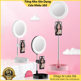 Gương trang điểm có đèn Led Livestream G3 tích hợp giá đỡ và kẹp điện thoại cao cấp -ADAB68