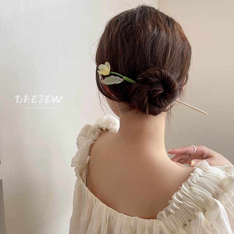 DREJEW Trâm cài tóc kiểu hoa tulip phong cách cổ điển cho nữ